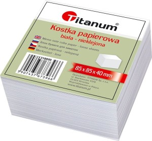 Kostka papierowa nieklejona Titanum biała 83x83x40