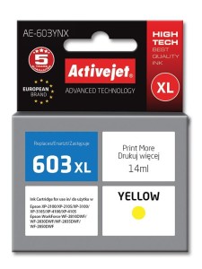 Tusz ActiveJet AE-603YNX Yellow do drukarki Epson - zamiennik 603XL C13T03A44010