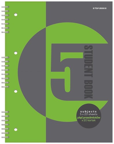 Kołobrulion TOP 2000 B5 100K w kratkę, Student Book 5-przedmiotów, oprawa twarda.jpg