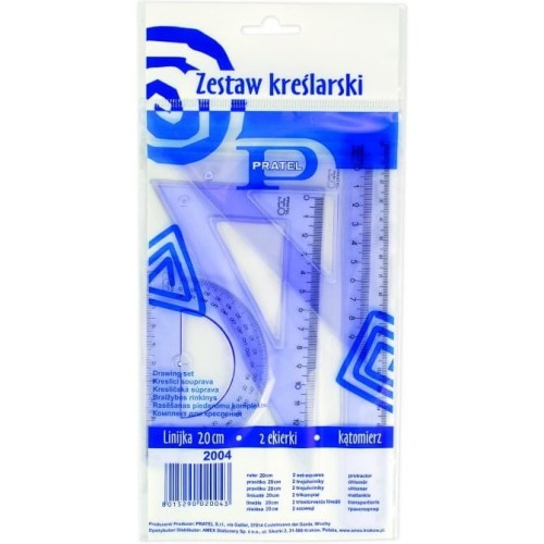 Komplet geometryczny PRATEL 4-elementowy z linijką 20cm MK106-00.jpg