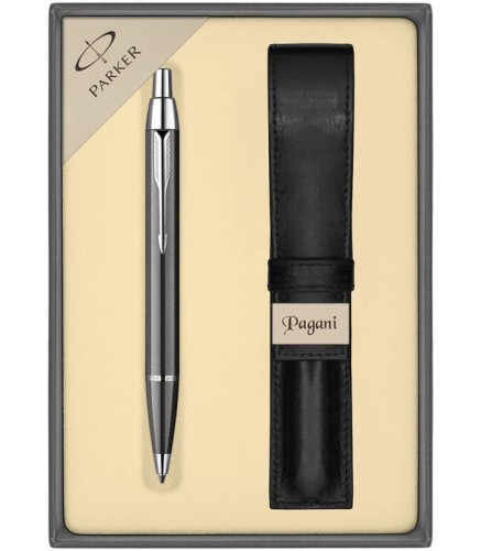 Długopis Parker IM Gun Metal CT S0856490 z etui Pagani w pudełku prezentowym.jpg