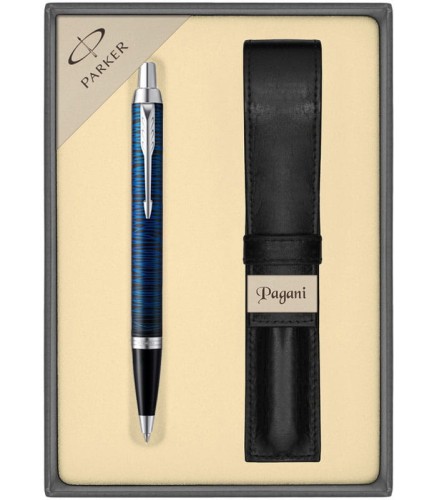 DŁUGOPIS PARKER IM CORE BLUE ORIGIN CT 2073476 + ETUI PAGANI w PUDEŁKU PODARUNKOWYM.jpg
