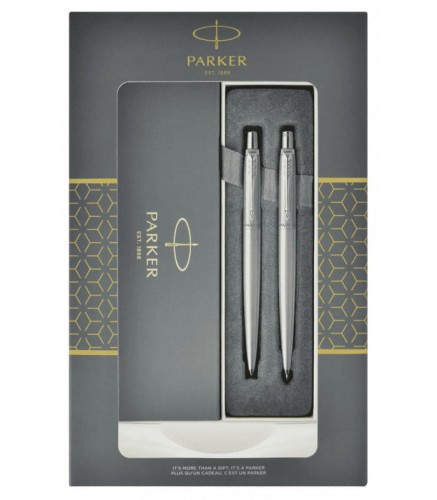 Zestaw Parker Jotter Core Stalowy CT Długopis 1953170 + Ołówek 1953381 w pudełku podarunkowym Parker.jpg
