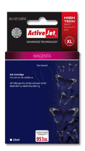 Tusz ActiveJet AH-951MRX magenta do drukarki HP - zamiennik HP nr 951XL CN047AE