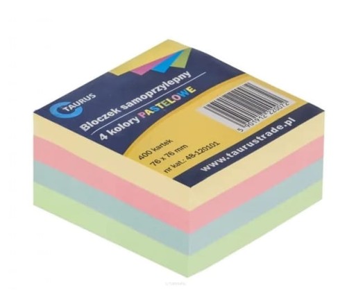 Notes samoprzylepny Taurus 48-120101 76x76mm 400K - 4 kolory pastelowe