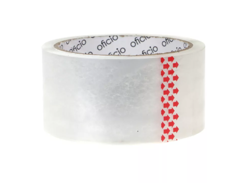 Taśma pakowa OFICIO 48 mm × 50 yd, 42 µm – transparentna, akrylowa.