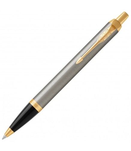 Parker IM Core Brushed Metal GT 1931670 – elegancki długopis automatyczny o wykończeniu szczotkowanego metalu, ze złotymi detalami i wkładem QuinkFlow.