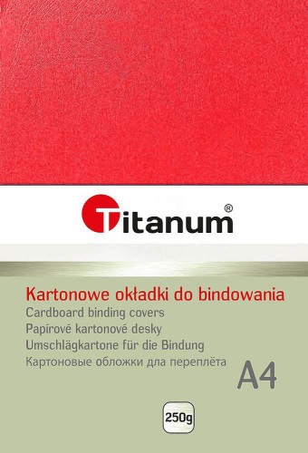 Okładka do bindowania Titanum skóropodobna A4 250 g/m2 - kolor czerwony